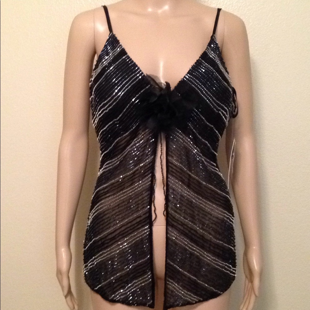NWT Adrianna Papell evening camisole w/ beads, L